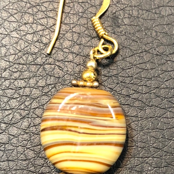 Handmade stone drop earrings, in beautiful browns - Picture 4 of 4